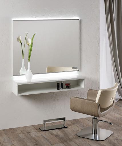 Hairdressing mirror: Horizon - In photo Material: White Ash 06 - Salon Ambience